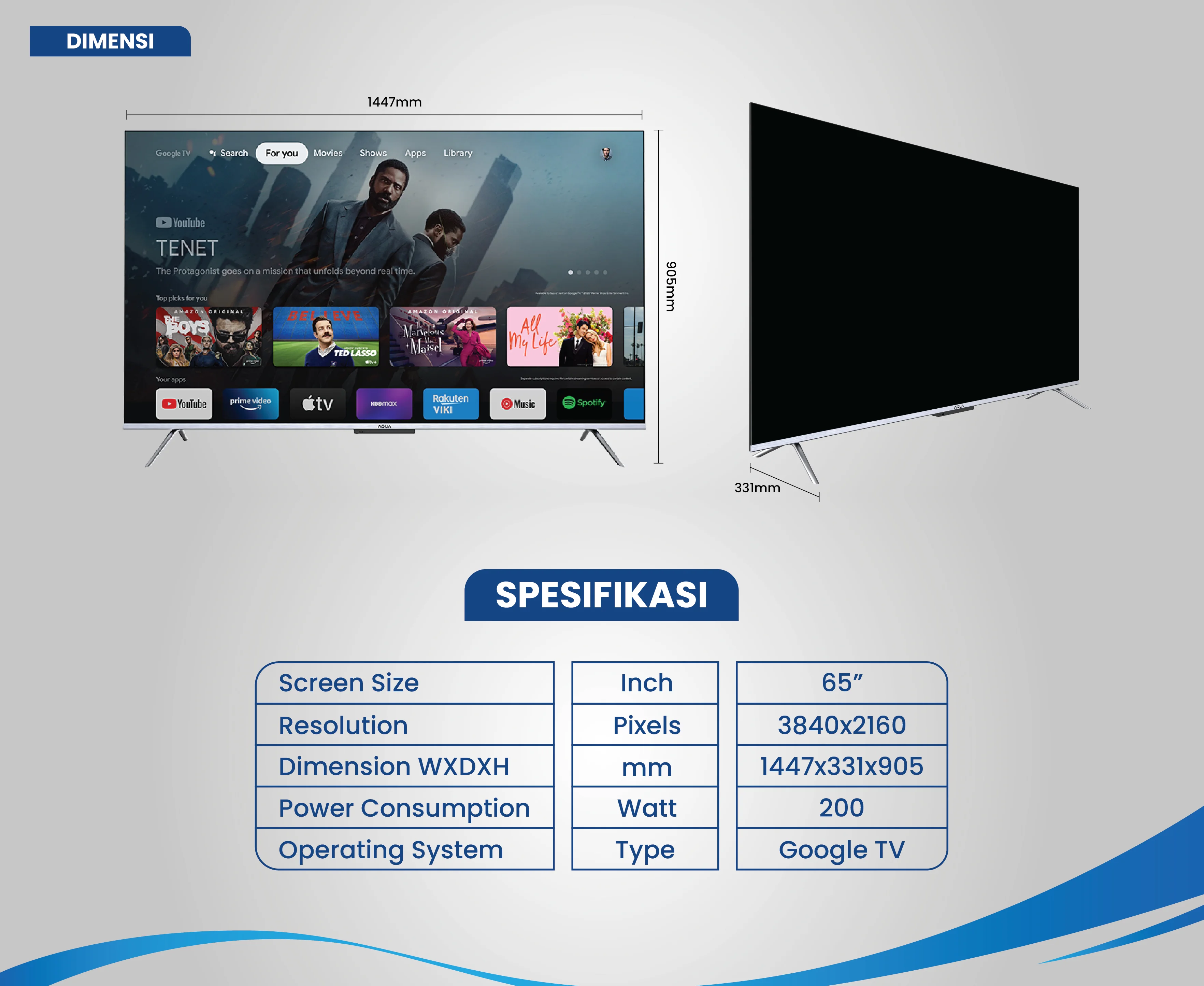 Smart TV AQUA Elektronik AQT65P750UX